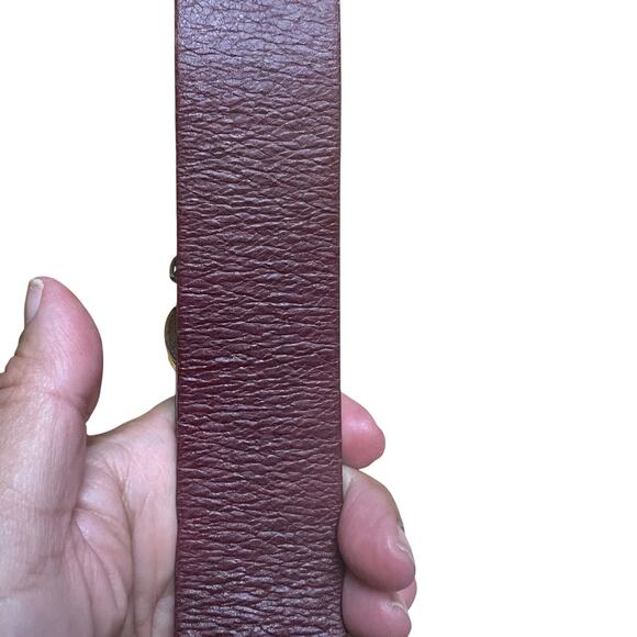 Streets Ahead Maroon Leather  Belt Gold Pearl Buckle Made in USA Size Large - Picture 8 of 9